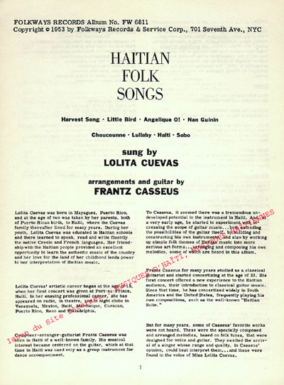 musique d'haiti musique haitienne, haitian music, compas, konpa, mizik, hatian folk songs, lolita cuevas, frantz casseus, folkways, 